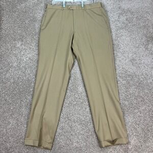 JB Britches Torino Pants Mens 38x33 Khaki Dress Wool Flat Front Straight Leg EUC